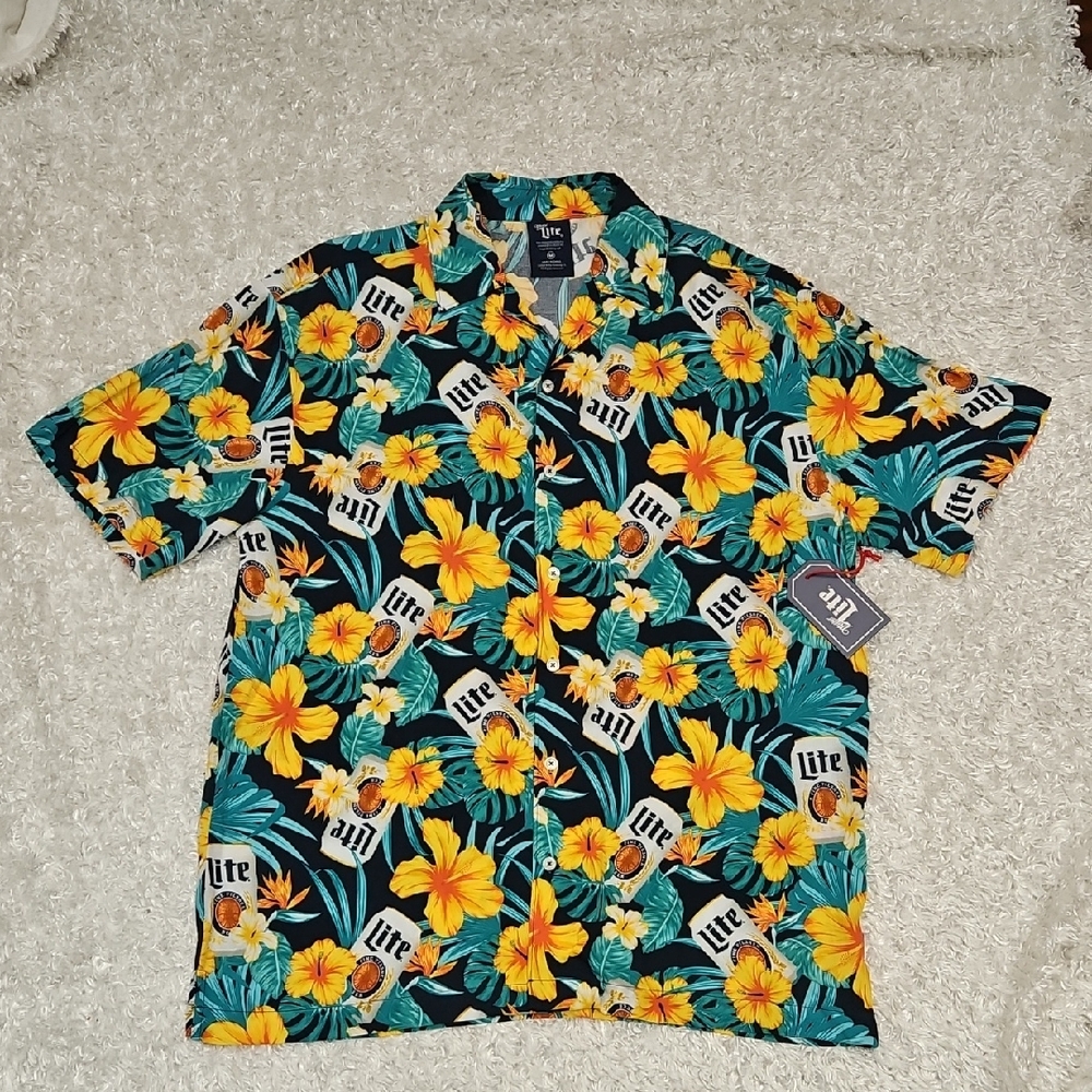 Men's Miller Lite Tropical Button Down